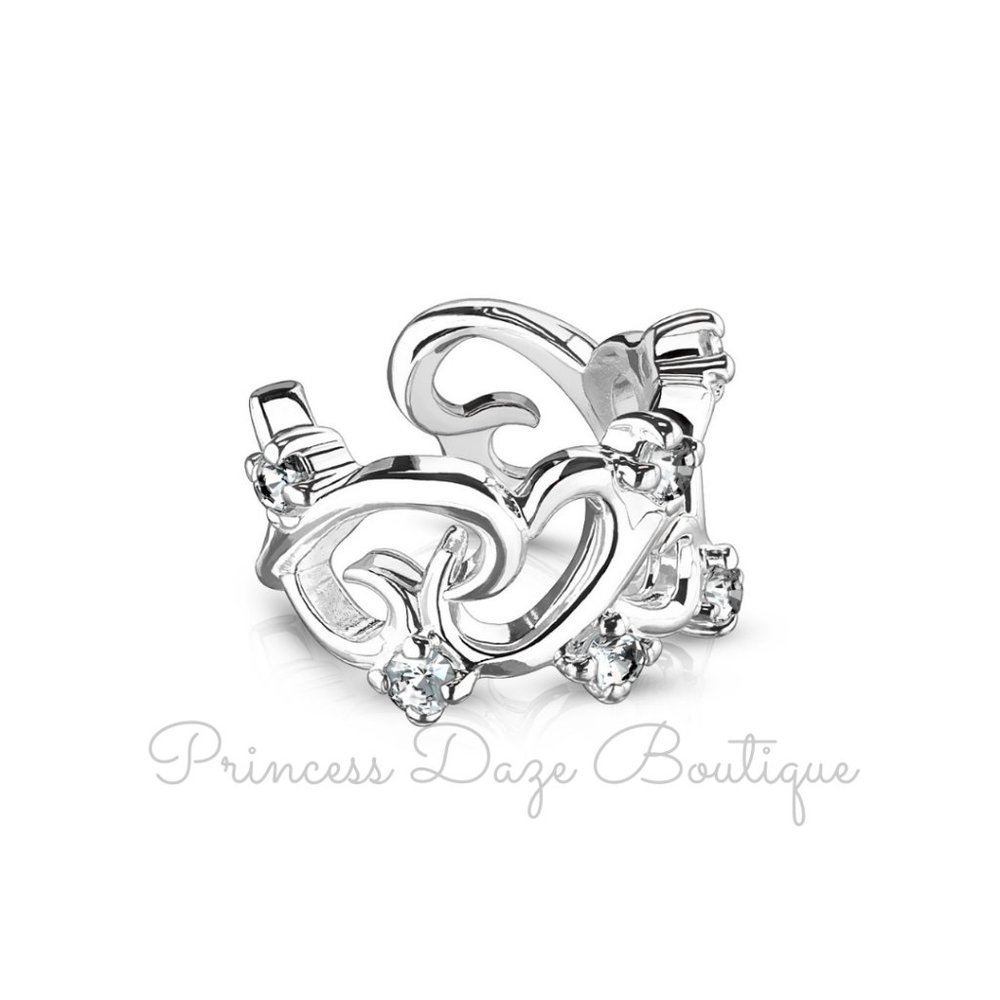Silver Unique Diamond Clip On Ear Cuff / Fake Cartilage Non-Piercing Earring